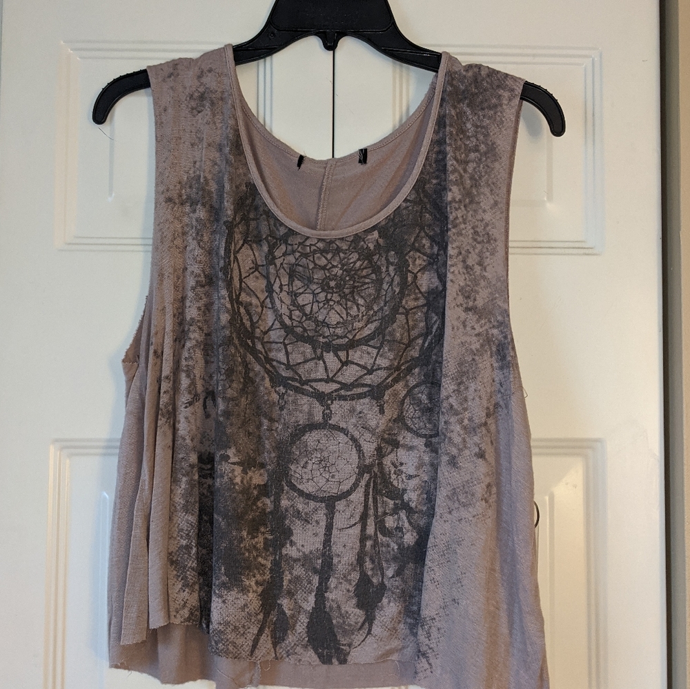 Dreamcatcher tan tank top cotton